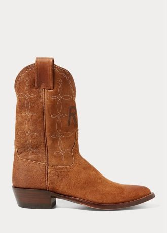 Hnědé pánské semišové kovbojské boty Ralph Lauren Plainview
