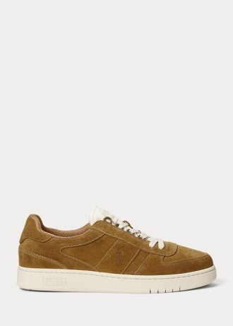 Hnědé pánské semišové nízké tenisky Ralph Lauren Court
