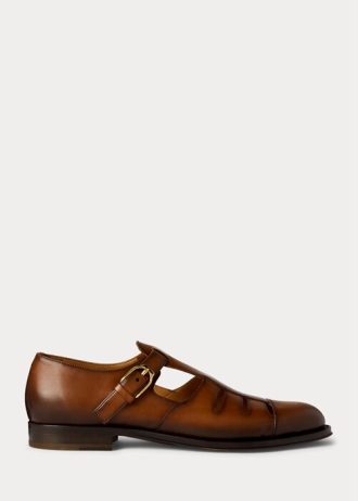 Hnědé pánské společenské boty Ralph Lauren z telecí kůže Fisherman
