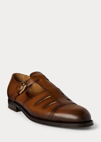 Hnědé pánské společenské boty Ralph Lauren z telecí kůže Fisherman