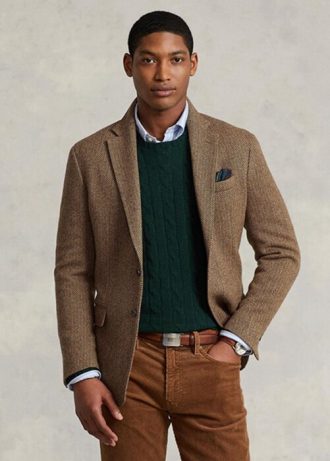 Hnědé pánské sportovní blejzry Ralph Lauren Polo měkké rybí kosti Hnědé pánské sportovní blejzry Ralph Lauren Polo měkké rybí kosti