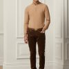 Hnědé pánské strečové sametové džíny Ralph Lauren Slim Fit