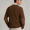 Hnědé pánské svetry Ralph Lauren semišové s vlněným výstřihem