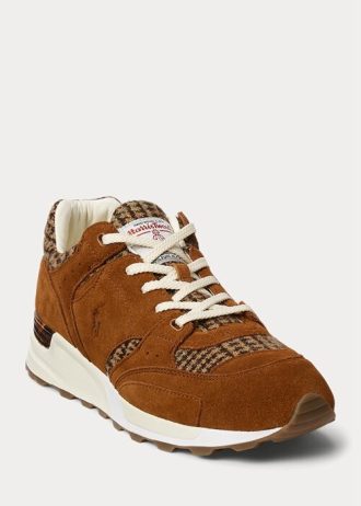 Hnědé pánské tenisky Ralph Lauren Trackster 200 Harris Tweed®