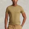 Hnědá pánská trička Slim Fit Crewneck Ralph Lauren Custom Hnědá pánská trička Slim Fit Crewneck Ralph Lauren Custom