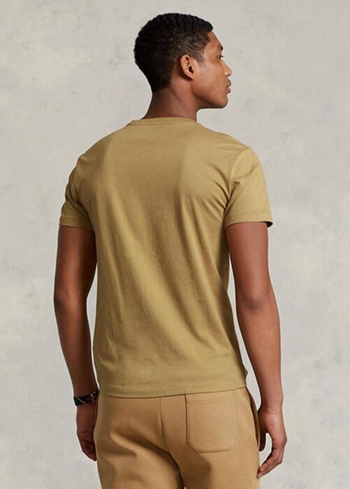 Hnědá pánská trička Slim Fit Crewneck Ralph Lauren Custom Hnědá pánská trička Slim Fit Crewneck Ralph Lauren Custom
