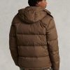 Hnědé pánské vodoodpudivé péřové bundy Ralph Lauren