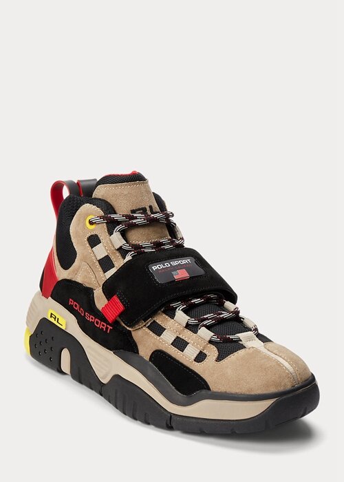 Hnědé pánské vysoké tenisky Ralph Lauren PS100 Hnědé pánské vysoké tenisky Ralph Lauren PS100