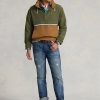Hnědé vícebarevné pánské sbalitelné vodoodpudivé bundy s kapucí Ralph Lauren