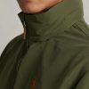 Hnědé vícebarevné pánské sbalitelné vodoodpudivé bundy s kapucí Ralph Lauren