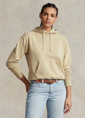 Khaki dámská bavlněná fleecová mikina Ralph Lauren Khaki dámská bavlněná fleecová mikina Ralph Lauren