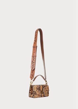 Khaki dámské crossbody kabelky Ralph Lauren z umělé hadí kůže Small Tayler