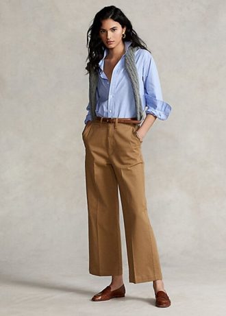 Khaki dámské široké kalhoty Ralph Lauren Chino