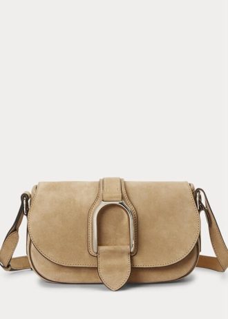 Khaki dámské kabelky přes rameno Ralph Lauren Calf-Suede Welington