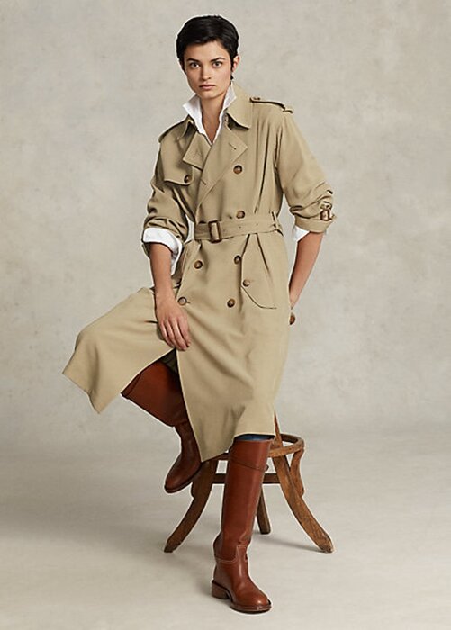 Khaki dámské kabáty Ralph Lauren Twill Khaki dámské kabáty Ralph Lauren Twill