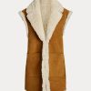 Khaki dámská oboustranná shearling vesta Ralph Lauren