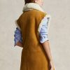 Khaki dámská oboustranná shearling vesta Ralph Lauren