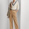 Khaki dámské plisované keprové kalhoty ze směsi vlny Ralph Lauren Khaki dámské plisované keprové kalhoty ze směsi vlny Ralph Lauren