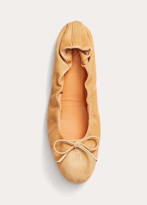 Khaki dámské ploché boty Ralph Lauren The Suede Pony Ballet Khaki dámské ploché boty Ralph Lauren The Suede Pony Ballet