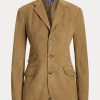 Khaki dámská Ralph Lauren Lambskin Suede Hacking Blazers