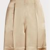 Khaki dámské saténové šortky Ralph Lauren Ainsworth Washed