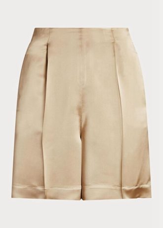Khaki dámské saténové šortky Ralph Lauren Ainsworth Washed