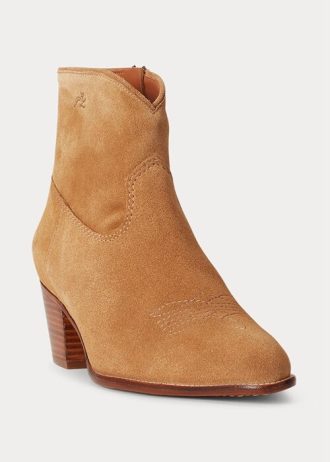 Khaki dámské semišové boty Ralph Lauren Lucille