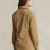 Khaki Dámské semišové košile Ralph Lauren Lambskin Suede Surplus