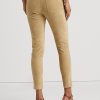 Khaki dámské semišové vysoké úzké kotníkové kalhoty Ralph Lauren
