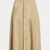 Khaki dámské sukně Ralph Lauren Aryiana Lamb-Suede