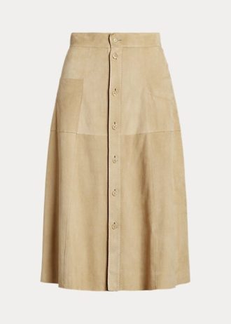 Khaki dámské sukně Ralph Lauren Aryiana Lamb-Suede Khaki dámské sukně Ralph Lauren Aryiana Lamb-Suede