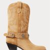 Khaki dámské westernové boty Ralph Lauren s cvočky Khaki dámské westernové boty Ralph Lauren s cvočky
