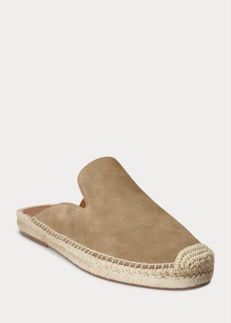 Khaki pánské boty Ralph Lauren Cevio Suede Mule pro volný čas
