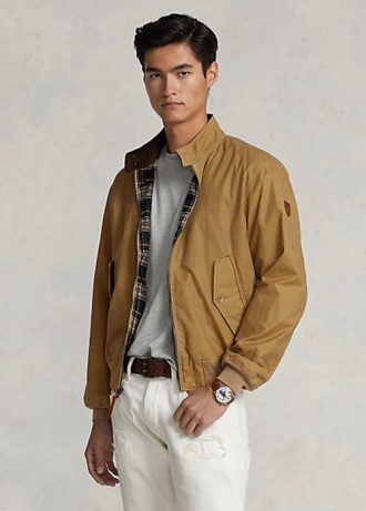 Khaki pánské bundy Ralph Lauren z olejové tkaniny Khaki pánské bundy Ralph Lauren z olejové tkaniny