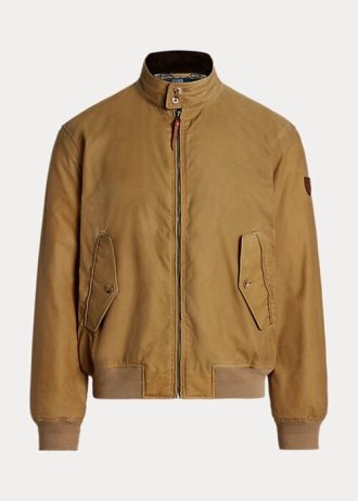 Khaki pánské bundy Ralph Lauren z olejové tkaniny Khaki pánské bundy Ralph Lauren z olejové tkaniny