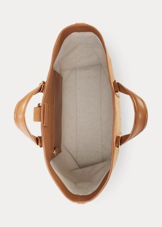 Khaki pánské kabelky Ralph Lauren Welington Calf-Suede Tote Bag