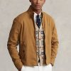 Khaki pánské keprové bundy Ralph Lauren Linen-Blend s rybí kostí