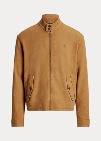 Khaki pánské keprové bundy Ralph Lauren Linen-Blend s rybí kostí Khaki pánské keprové bundy Ralph Lauren Linen-Blend s rybí kostí