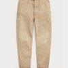 Khaki pánské plátěné kalhoty Ralph Lauren plisované Baggy Fit
