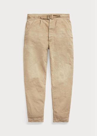 Khaki pánské plátěné kalhoty Ralph Lauren plisované Baggy Fit