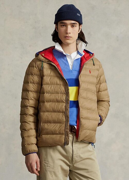 Khaki pánské sbalitelné vodoodpudivé bundy Ralph Lauren Khaki pánské sbalitelné vodoodpudivé bundy Ralph Lauren