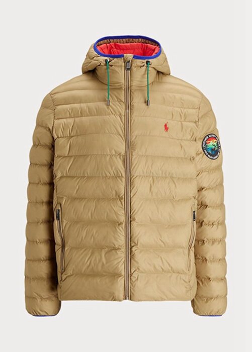 Khaki pánské sbalitelné vodoodpudivé bundy Ralph Lauren Khaki pánské sbalitelné vodoodpudivé bundy Ralph Lauren
