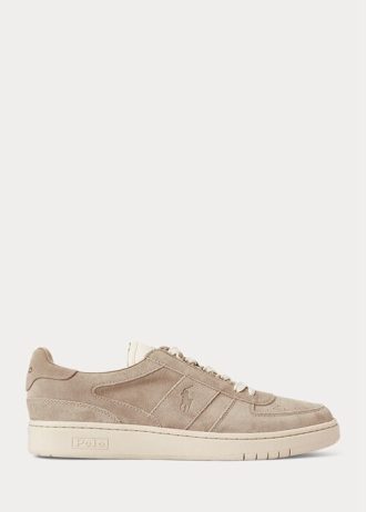 Khaki pánské semišové nízké tenisky Ralph Lauren Court Khaki pánské semišové nízké tenisky Ralph Lauren Court