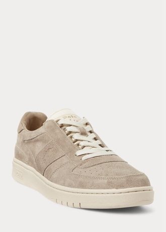 Khaki pánské semišové nízké tenisky Ralph Lauren Court Khaki pánské semišové nízké tenisky Ralph Lauren Court