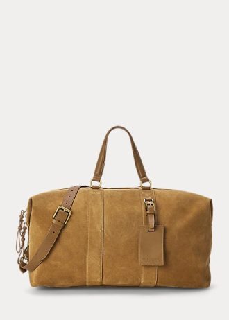Khaki pánské tašky Ralph Lauren Welington Calf-Suede Duffle Bag