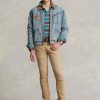 Khaki pánské tenké strečové džíny Ralph Lauren Sullivan