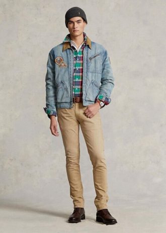 Khaki pánské tenké strečové džíny Ralph Lauren Sullivan