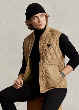 Khaki pánská vodoodpudivá prošívaná vesta Ralph Lauren