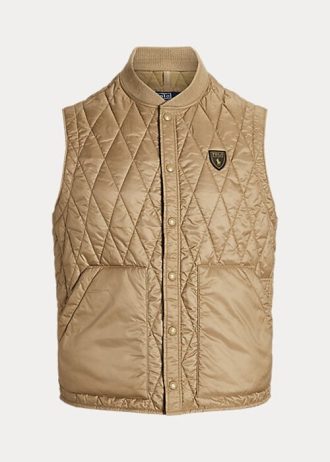 Khaki pánská vodoodpudivá prošívaná vesta Ralph Lauren