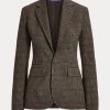 Kostkované kostkované tvídové bundy olivově/hnědé dámské Ralph Lauren Parker Kostkované kostkované tvídové bundy olivově/hnědé dámské Ralph Lauren Parker